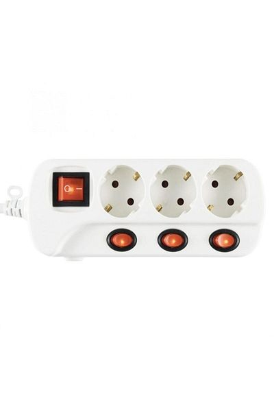 Home Extension cord, indoor, 3 sockets, child protection, 3m, white,