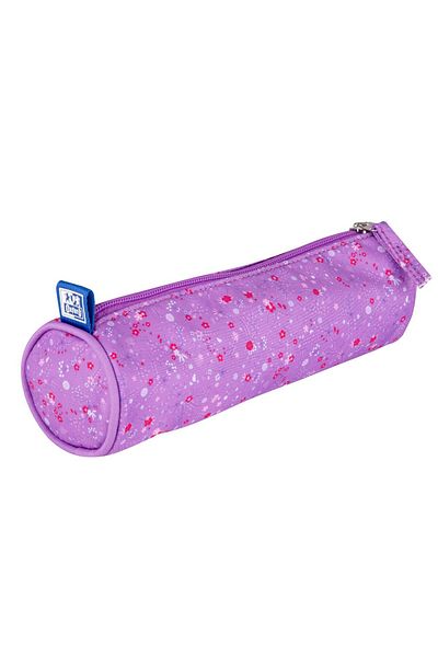 Oxford Floral Pencil Case, Round Pouch Type, Assorted Colors, Dimensions 22x7.5x7.5cm