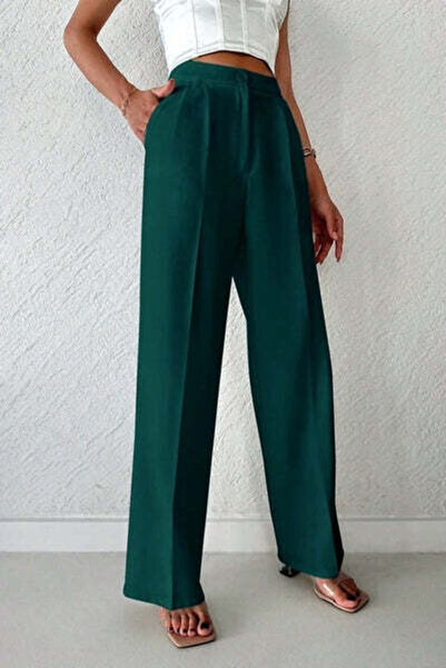 StreetWear Outlet Women's Elegant High-Waist Straight-Leg Pants with Zipper