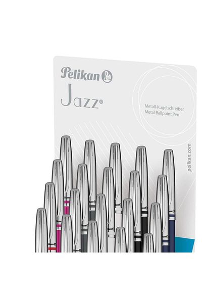 Pelikan Stilou metalic Jazz Classic, cerneală albastră, display 20 bucăți, set de 12 bucăți, diverse culori