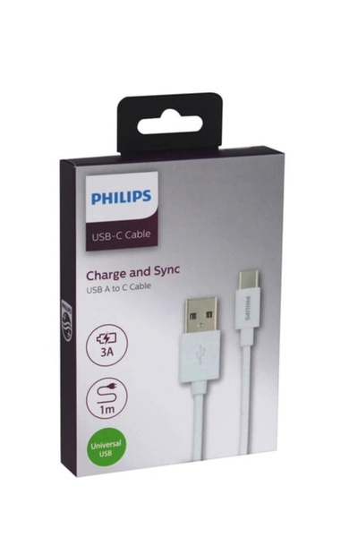 Philips Type-c 3A 1M Şarj Kablosu Beyaz