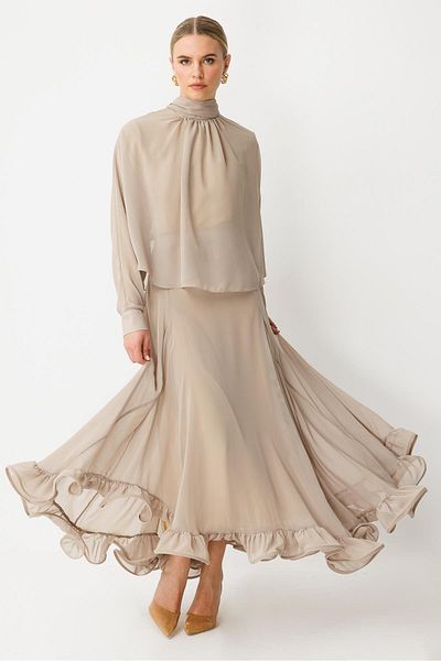 Ghisa Chiffon Suit Beige