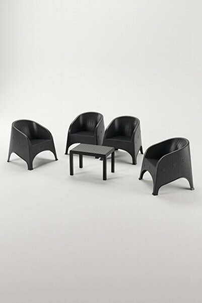 Çavdar Group Olivia 4 Kişilik Mindersiz Raddan Oturma Grubu 40x60 Sehpalı Bal...