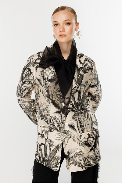 Ghisa Patterned Jacket Beige Black