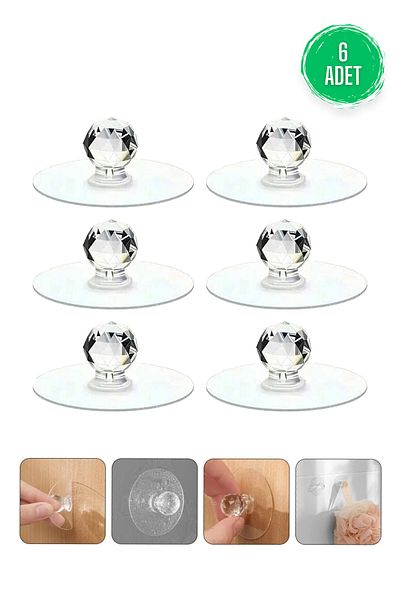Fresh Moon Crystal Cabinet Handle 6 Pieces Adhesive Furniture Knob Drawer Cover Handle Glass Mirror Hook Handle