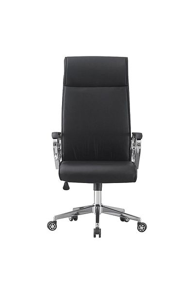 PROCART Ergonomic office chair, -leather, adjustable height, chrome steel base and handles, black