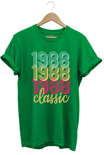 WİDİ 1988 Ρετρό Vintage Classic εμπριμέ 100% βαμβακερό μπλουζάκι Unisex με κα...
