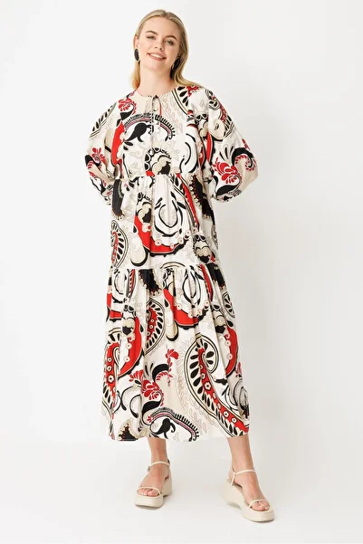 Ghisa Dress Ecru Red