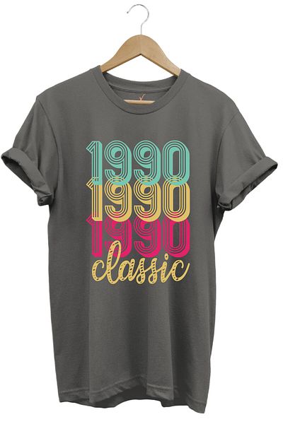 WİDİ 1990 Retro Vintage Classic Printed 100% Cotton Regular Fit Unisex T-Shirt