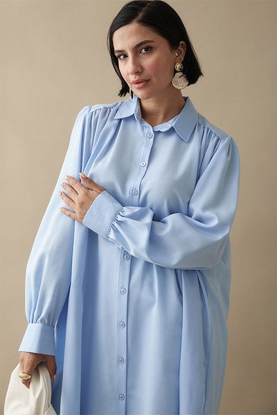 InStyle Tunica casual albastru bebelus cu nasturi