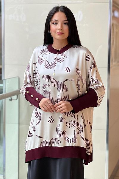 Ghisa Chain Pattern Sleeves Buttoned Knitwear Tunic