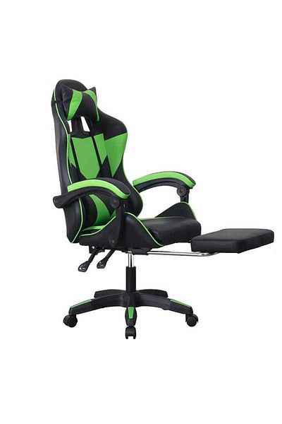 PROCART Scaun de gaming ergonomic, spătar rabatabil, suport lombar, suport pentru picioare retractabil, înălțime reglabilă