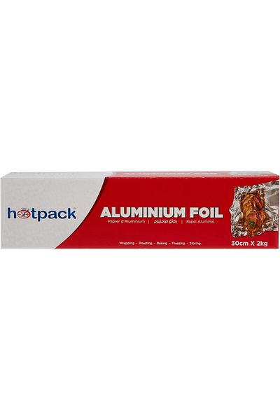 Hotpack Aluminium Foil Roll, 30cm Wide, 2 KG Gross Weight, Professional Grade for Baking & BBQ