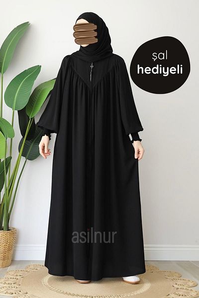 ASİLNUR Elif Ferace Shawl Gift Set Black