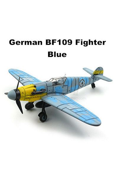 Choice4 BF109 Blue 22cm 4D Diy Toys Fighter Assemble Blocks Building Model Airplane Military Model Arms WW2