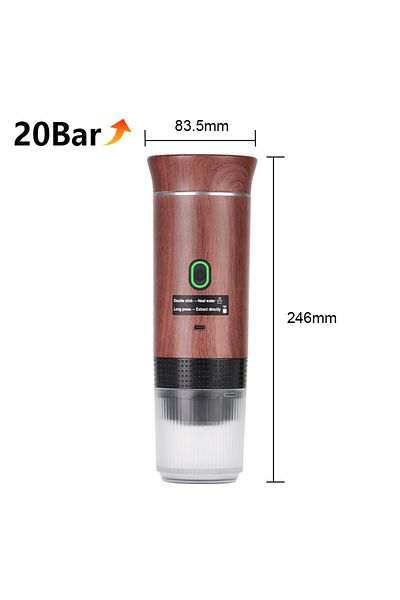 choice2 Dark Wood Grain Wireless Electric Portable Espresso Coffee Machine for Car & Home Camping Coffee Mak
