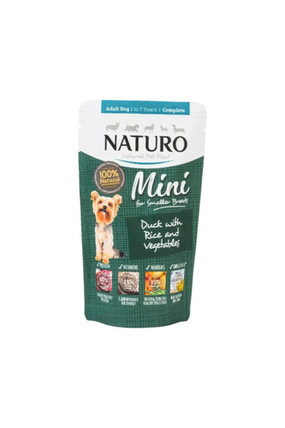 Naturo Pouch Dog Adult Mini Cu rata si orez, 150 Gr