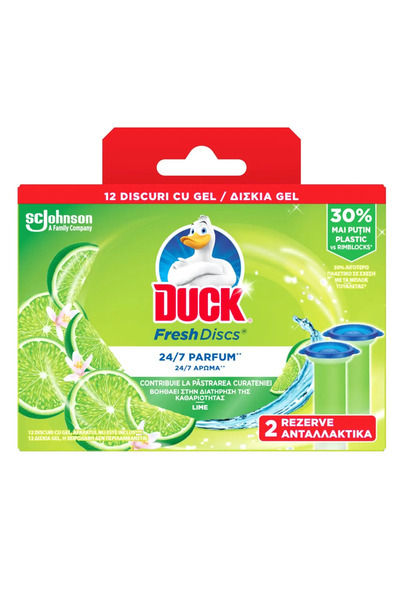 DUCK Rezerve odorizant gel Fresh Discs Lime, pentru vasul toaletei 12 discuri