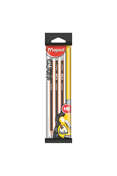 Maped Set of 3 HB pencils with eraser Maped, Black