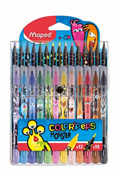 Maped Set coloriaj Color'Peps Monsters cu 15 creioane colorate si 12 carioci