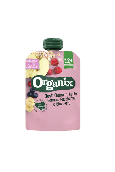 Organix Gustare de ovaz Organix, cu mere, banane, zmeura si coacaze, 100g