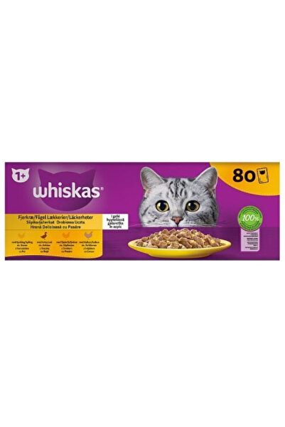 Whiskas Hrana umeda pentru pisici, mese clasice in sos cu pui, rata, curcan s...
