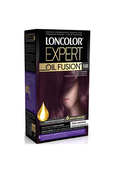 Loncol Exp Vopsea de par permanenta Loncolor Expert Oil Fusion 5.62 Saten violet deschis, 100 ml