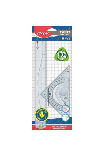 Maped Maped left-handed geometry set, 3 pieces, Transparent