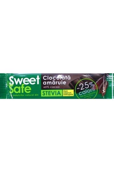 Sweet&Safe Ciocolata amaruie Sweet & Safe cu indulcitor din stevia 25 g