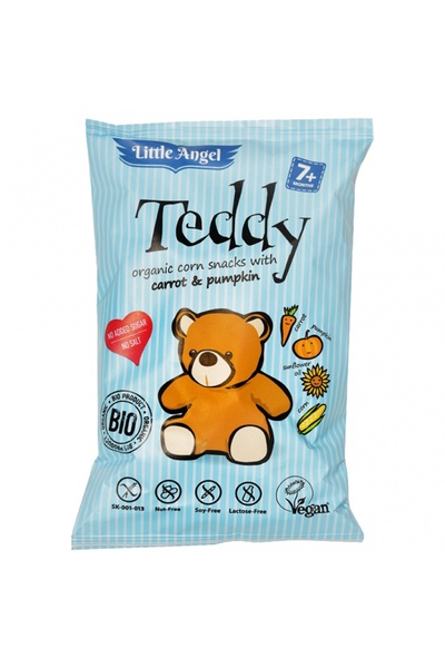 teddy Pufuleti Bio Little Angel cu dovleac si morcov, +7 luni, 30 g