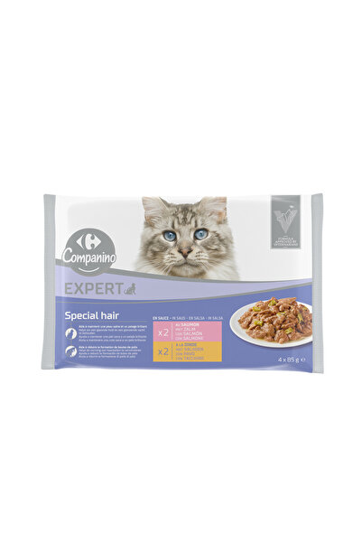 Carrefour Hrana umeda pentru pisici Companino Expert Special Hair 4buc x 85g