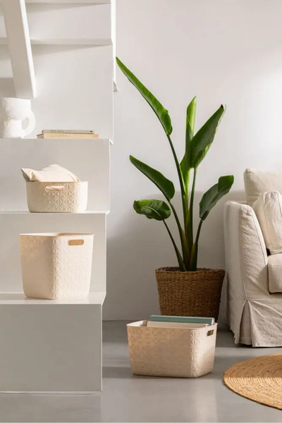 CURVER Storage basket with 2 handles Softex, 12.5L, 38x28.2x14.2 cm, Cream