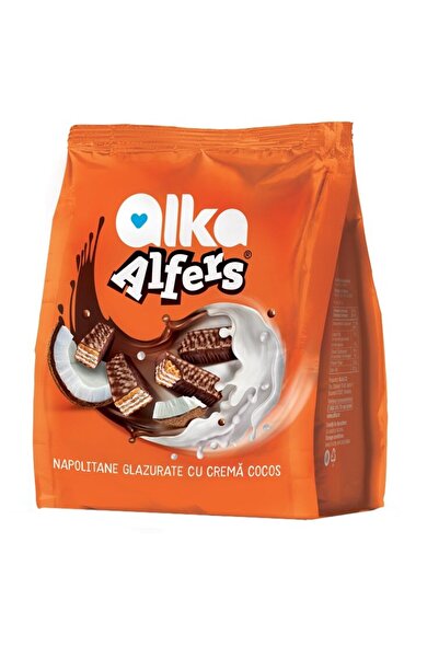 Alfers Napolitane cu crema cocos, glazurate 180g