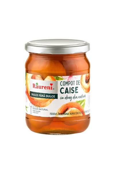 Raureni Compot de caise fara zahar Raureni, 520 g