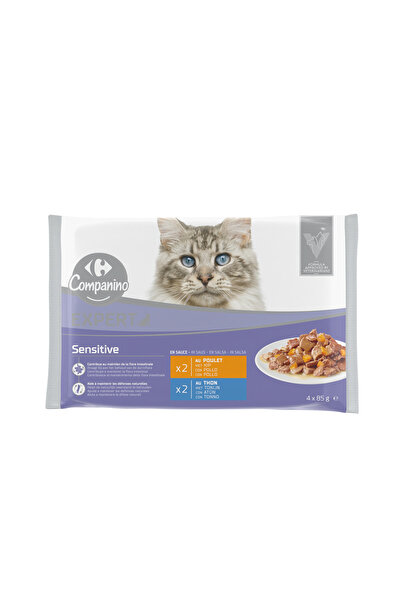 Carrefour Hrana umeda pentru pisici Companino Expert Sensitive 4buc x 85g