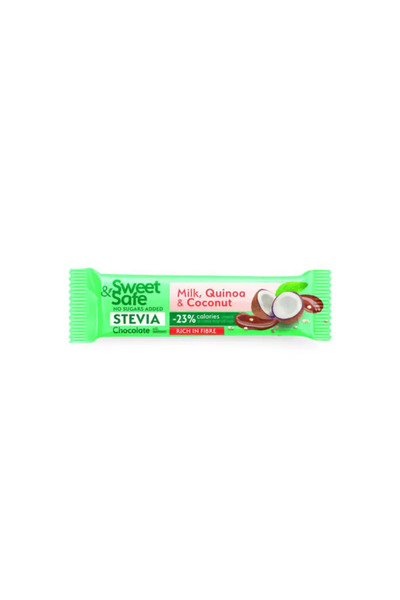 Sweet&Safe Sweet and Safe ciocolata lapte cu cocos si quinoa, indulcitor Stev...