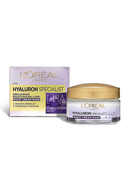 L'oreal Crema de noapte antirid hidratanta pentru volumul tenului, Paris Hyal...