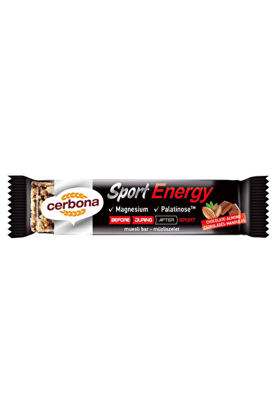Cerbona Energy Baton de cereale cu ciocolata si migdale, cu magneziu, 35 g