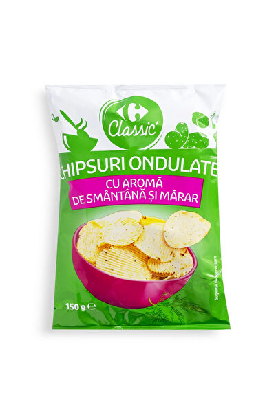 Crf Clasic Chipsuri ondulate cu smantana si marar Carrefour Classic, 150g