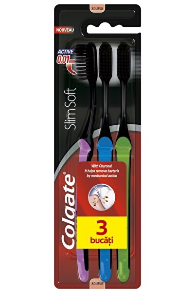 Colgate Slim Soft Black Toothbrush, 3 pieces