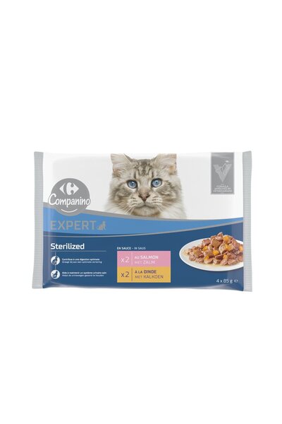 Carrefour Hrana umeda pentru pisici sterilizate Companino 4buc x 85g