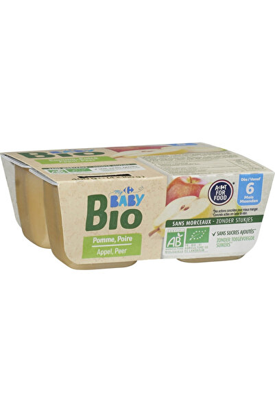 Crf Mybbio Piure cu mere si pere pentru bebelusi Carrefour My Baby Bio, 4x100g