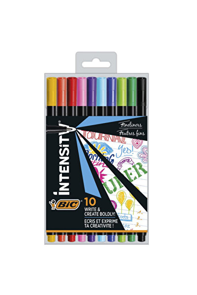 Bic Set 10 finelinere Intensity Fine, 0.4 mm, Multicolor