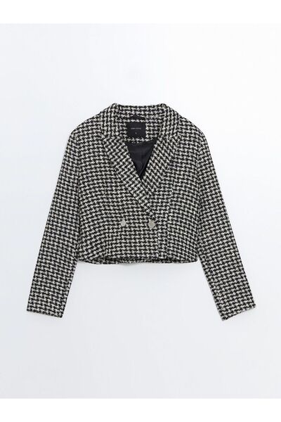 LC Waikiki Double Breasted Collar Patterned Women's Blazer Jacket