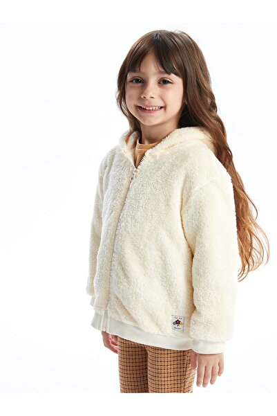 LC Waikiki Bej Kapüşonlu Kız Çocuk Fermuarlı Sweatshirt