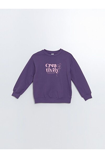 LC Waikiki LCW Детски дебел суичър с кръгла яка за момичета