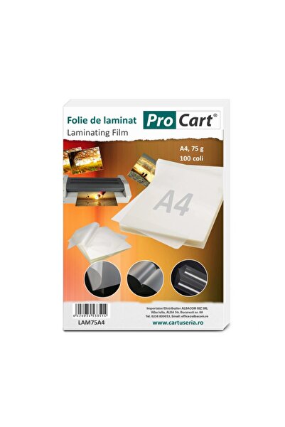 PROCART Folie de laminare A4, 210x297 mm, 75 microni, set de 100 bucăți