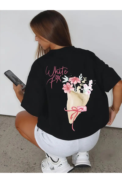 Aether تي شيرت مطبوع بأكمام قصيرة ومقاس كبير ممتاز