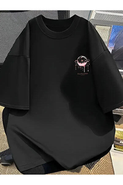 Aether تي شيرت مطبوع بأكمام قصيرة ومقاس كبير ممتاز