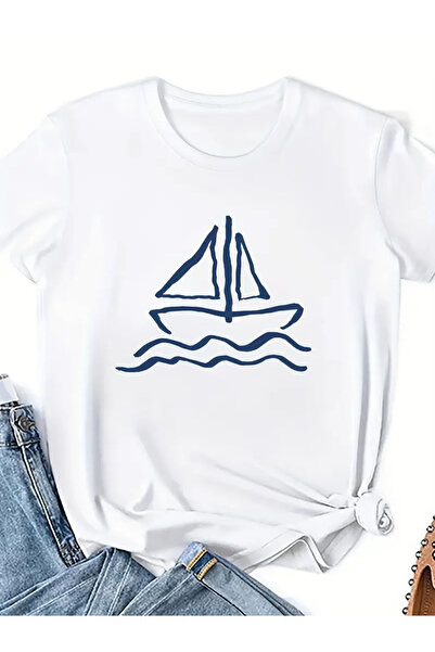 Aether تي شيرت مطبوع بأكمام قصيرة ومقاس كبير ممتاز